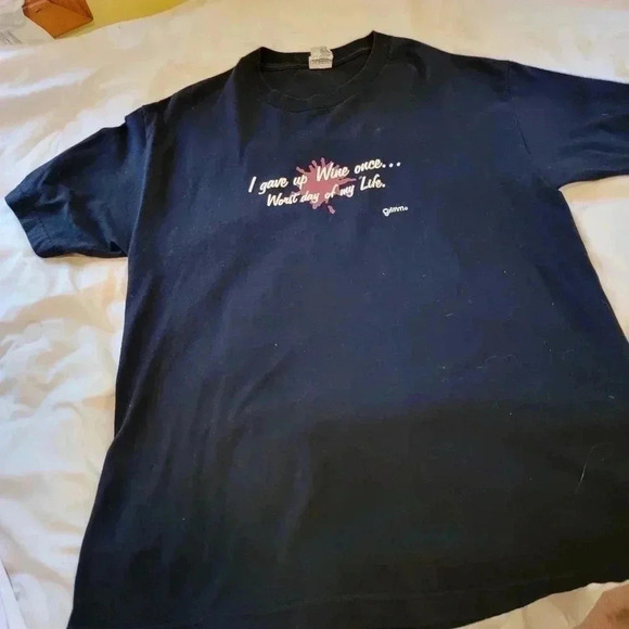 All Style Tops - All Style Black T_Shirt 100%Cotton size L Wine Lovers